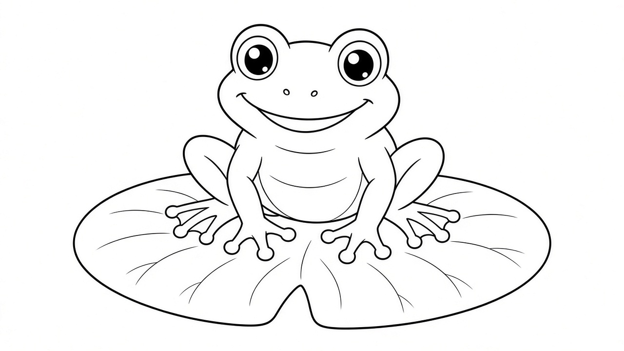 Frog on Lily Pad Coloring Page