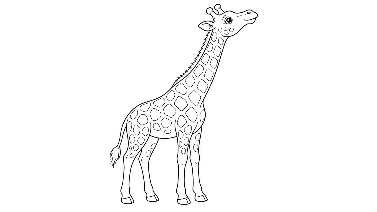 Giraffe Stretching Coloring Page