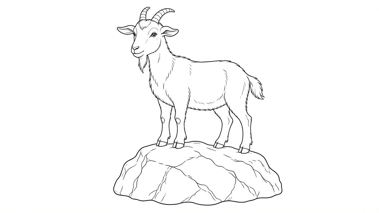 Goat on Rock Coloring Page
