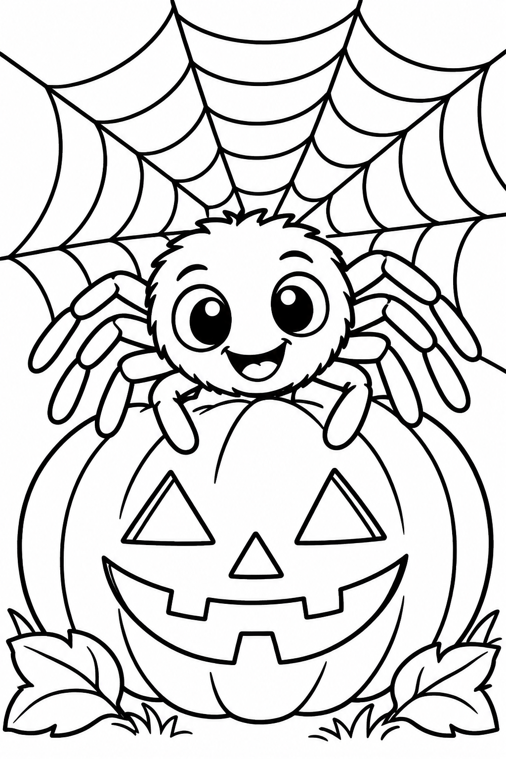 Halloween Spider Pumpkin Coloring Page