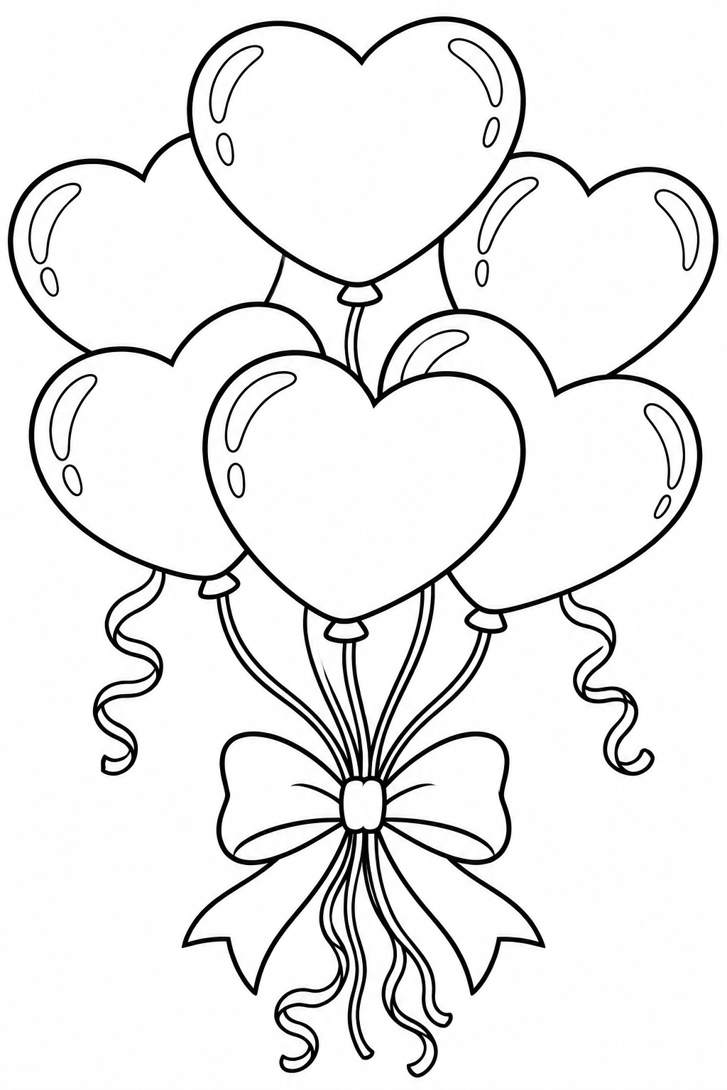 Heart Balloon Bouquet Coloring Page