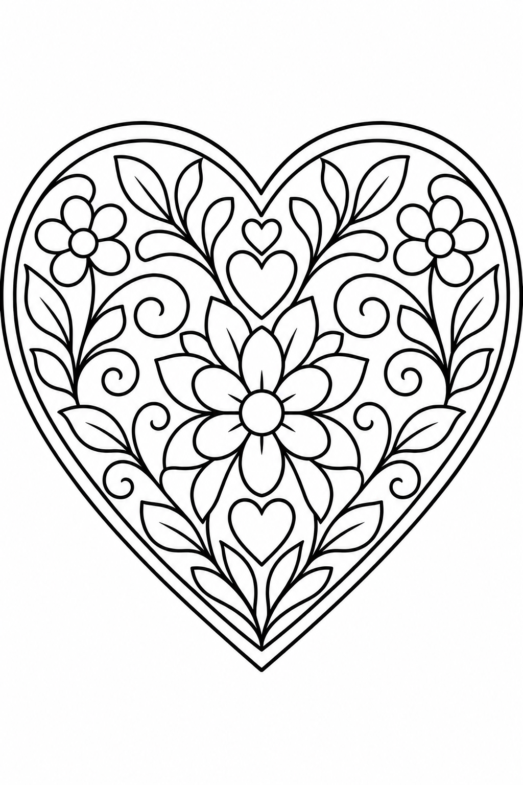 Heart Mandala Valentine Coloring Page