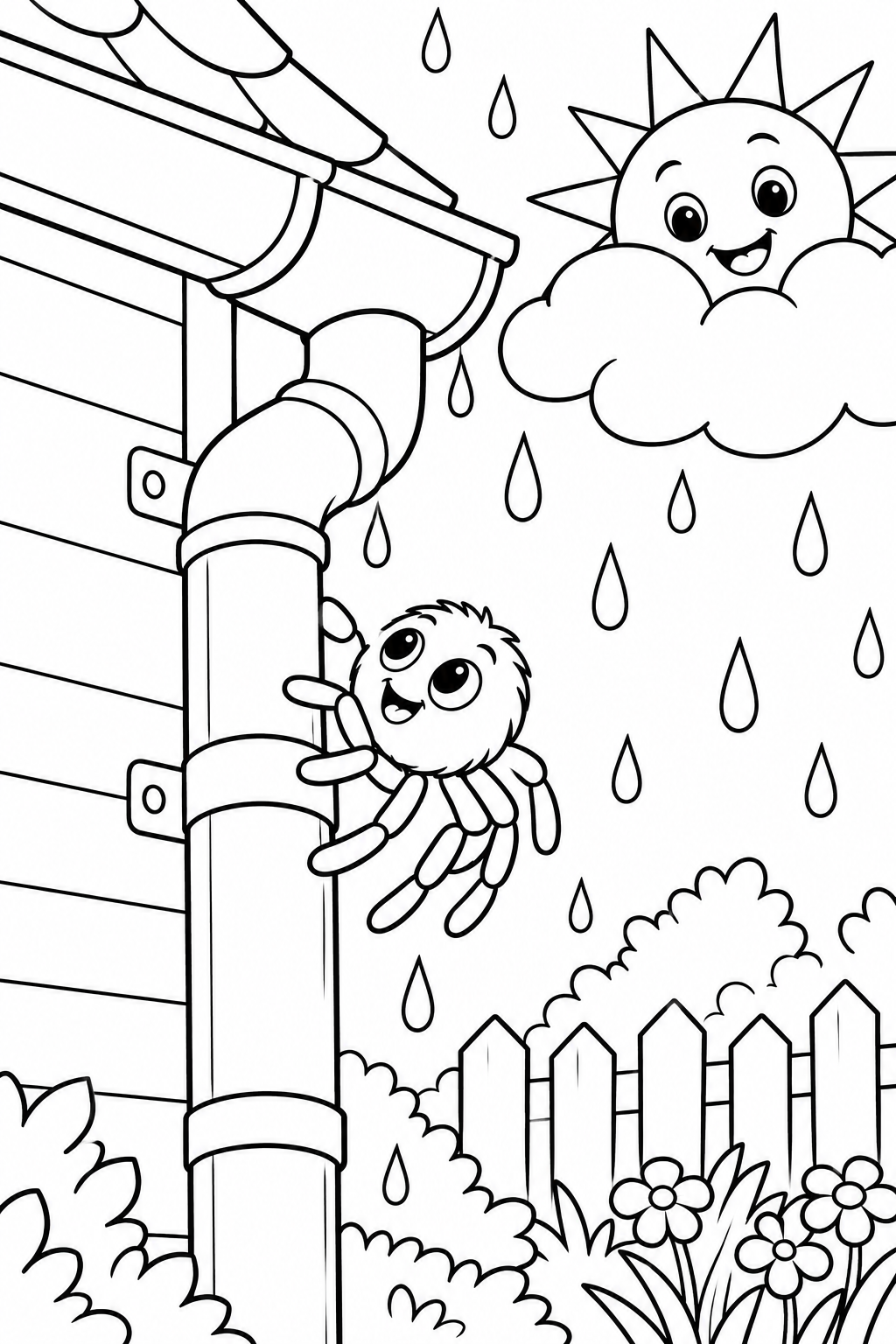 Itsy Bitsy Spider Waterspout Coloring Page