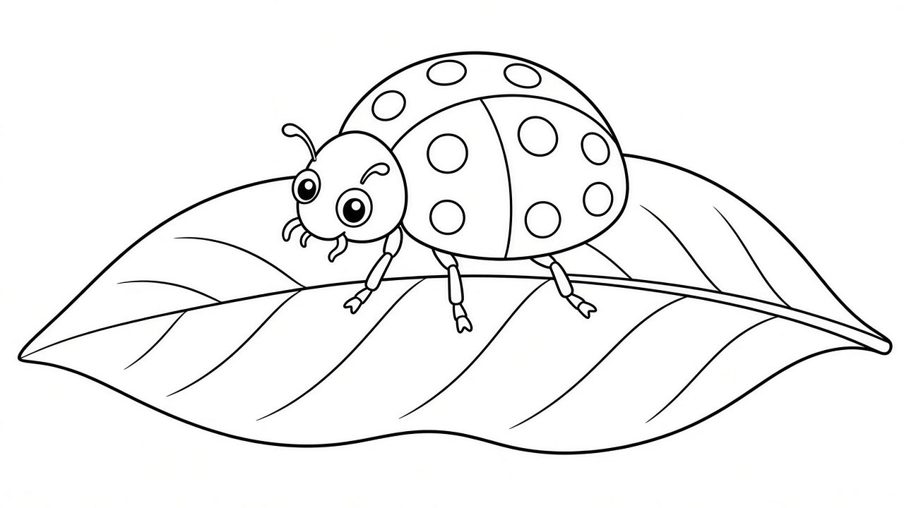 Ladybug on Leaf Coloring Page