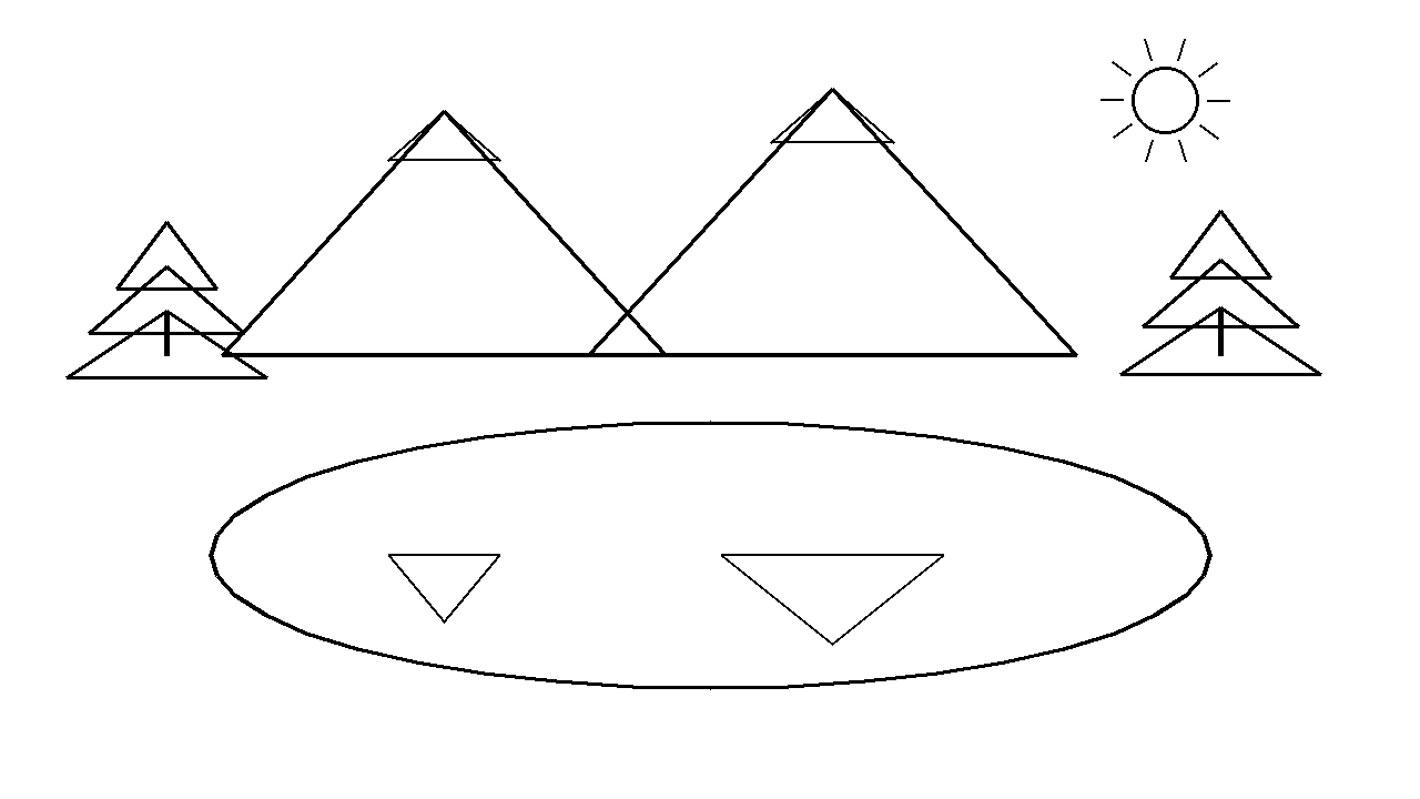 Lake Mountain Reflection Coloring Page
