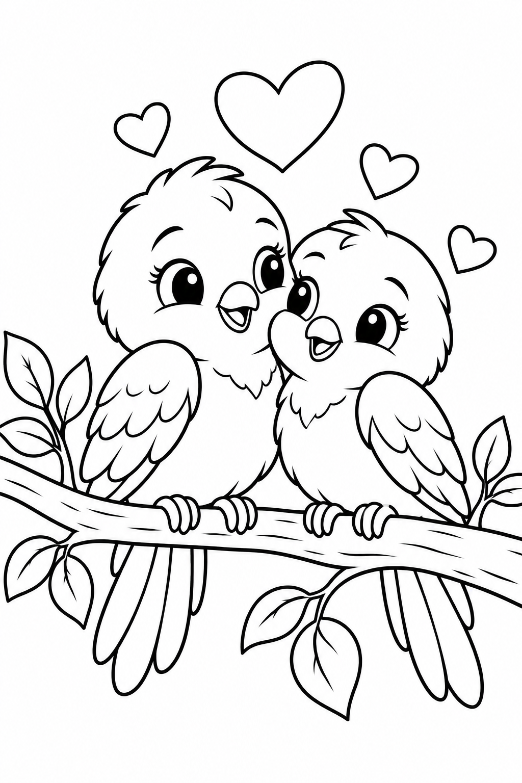 Lovebirds On A Branch Coloring Page