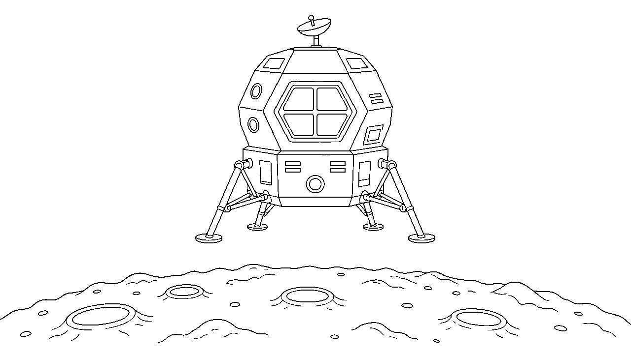 Lunar Module Landing Coloring Page