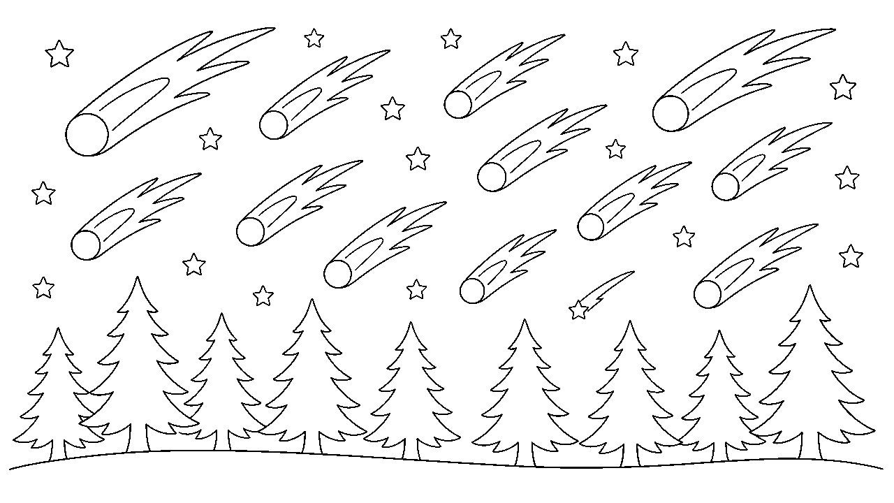 Meteor Shower Night Coloring Page
