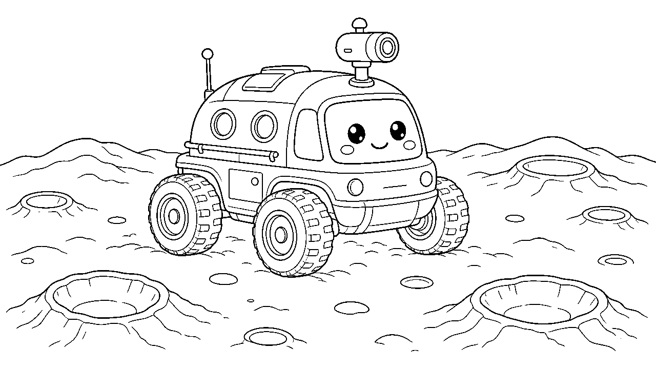 Moon Rover Exploring Coloring Page
