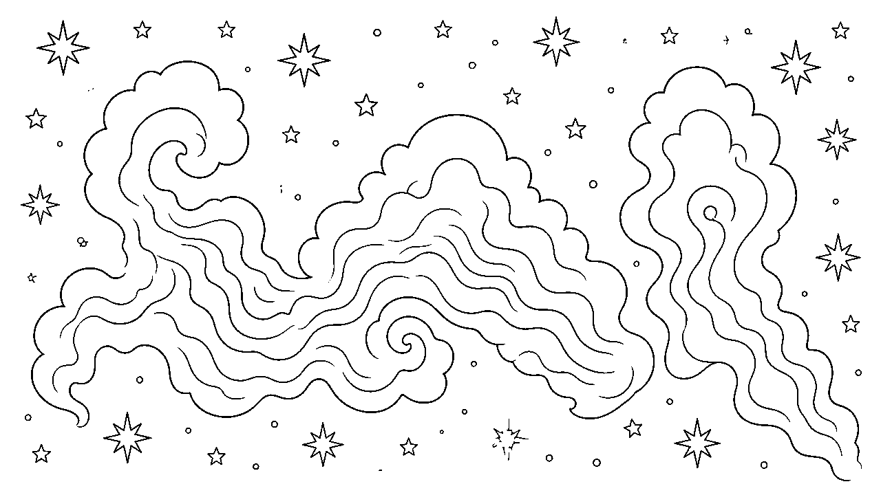 Nebula Cloud Shapes Coloring Page