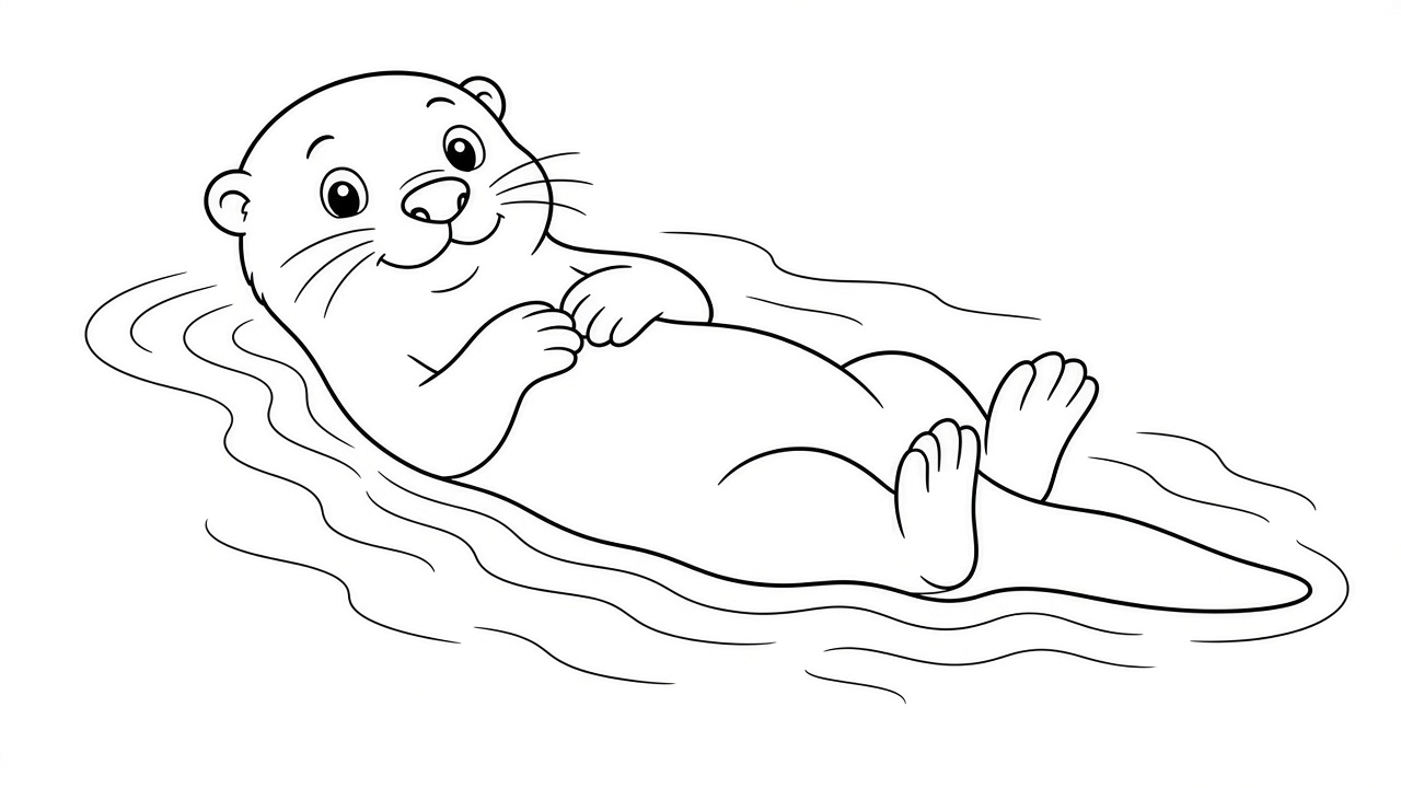 Otter Floating Coloring Page
