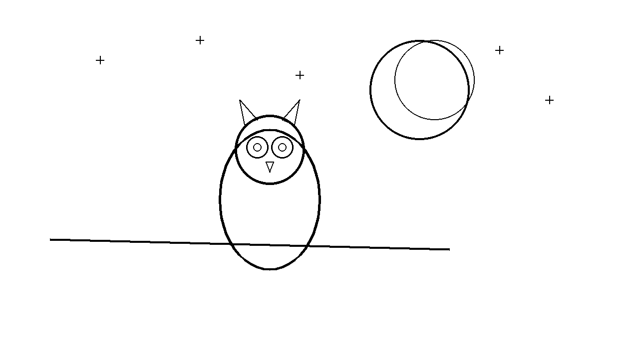 Owl Under Moon Coloring Page