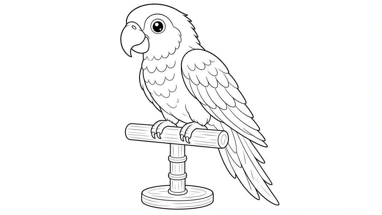 Parrot on Perch Coloring Page