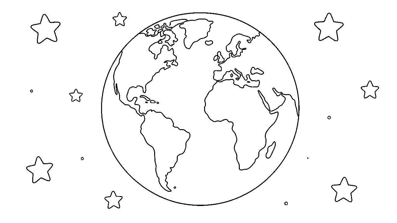 Planet Earth Continents Coloring Page