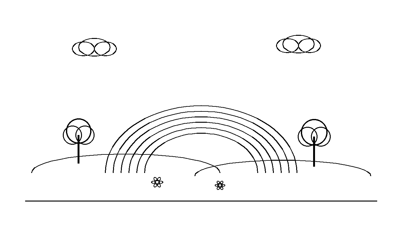 Rainbow Over Hills Coloring Page