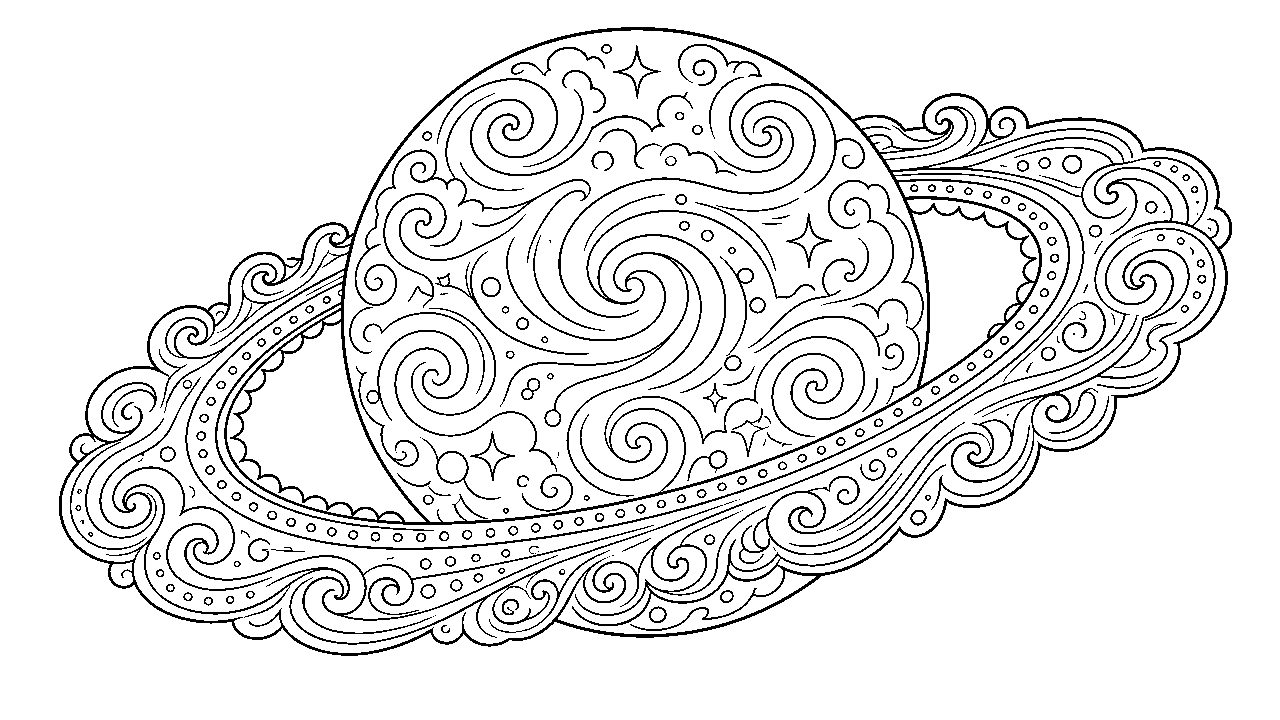 Rainbow Planet Rings Coloring Page