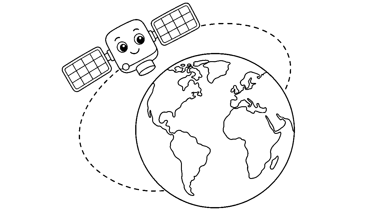 Satellite Orbit Earth Coloring Page
