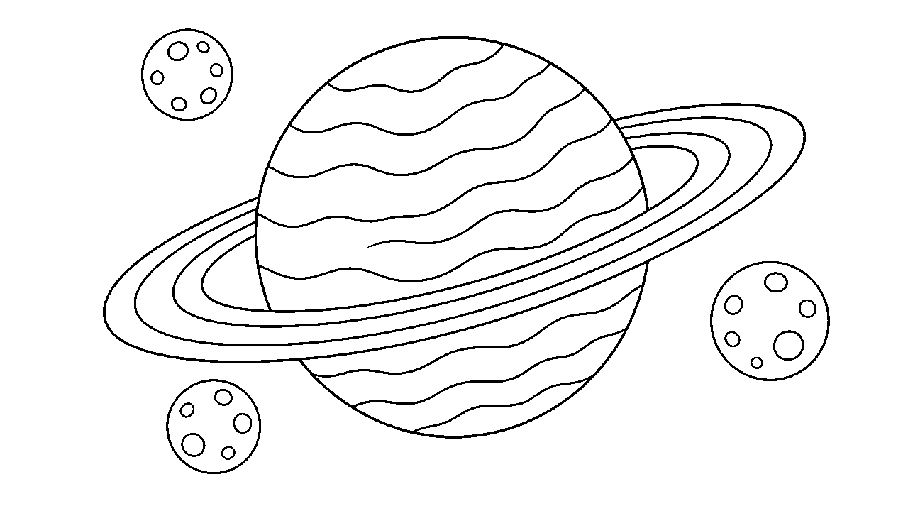 Saturn Rings Close Coloring Page