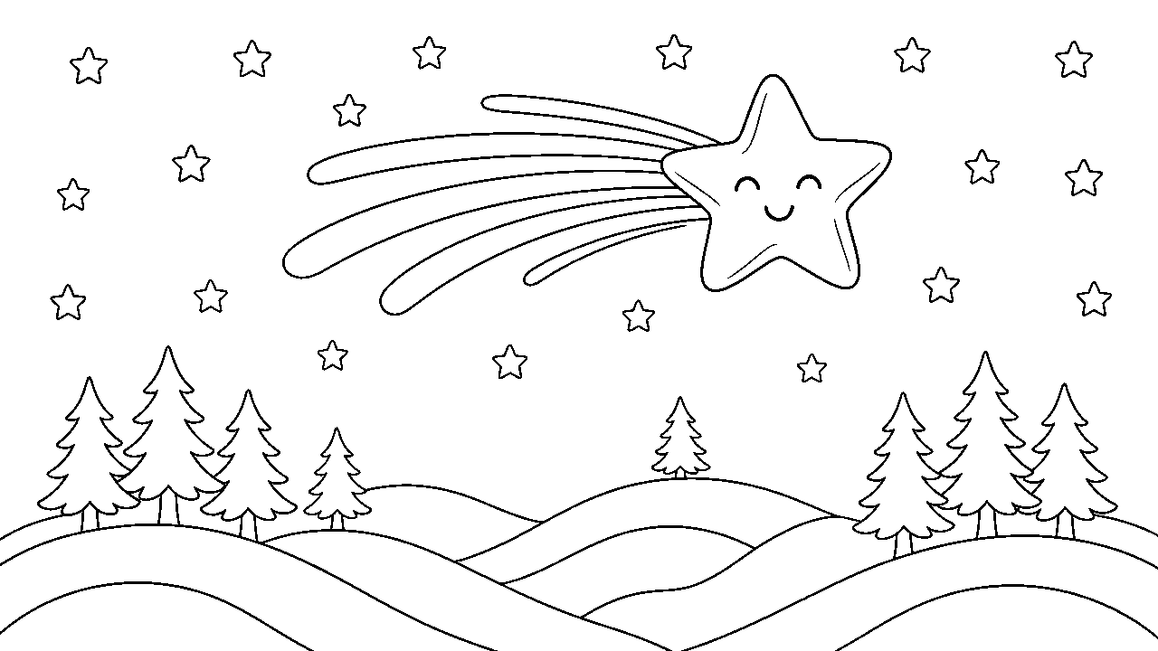 Shooting Star Wish Coloring Page