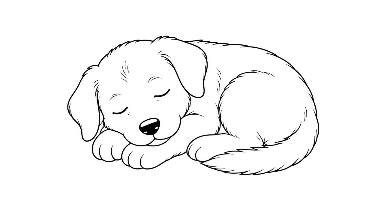 Sleeping Puppy Coloring Page