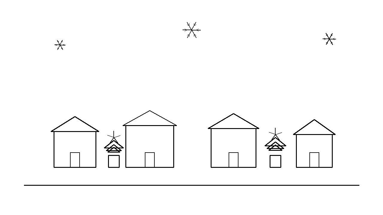 Snowy Village Scene Coloring Page