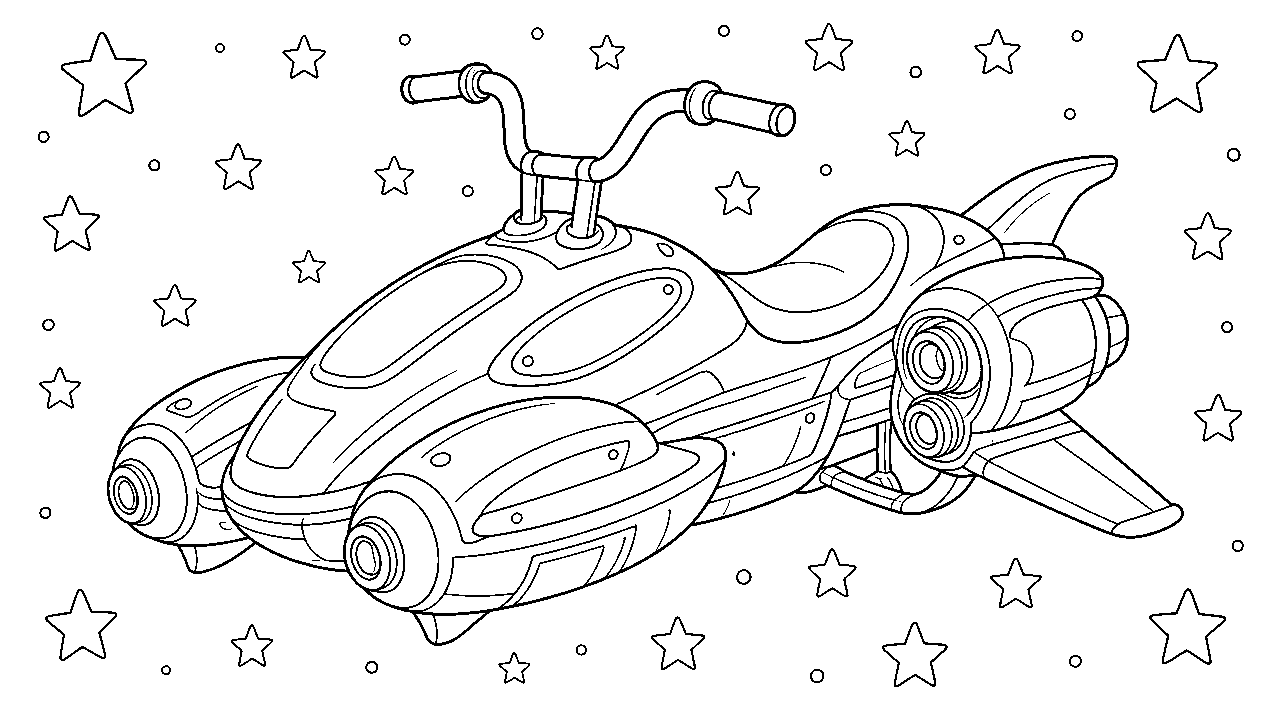 Space Bike Hover Coloring Page