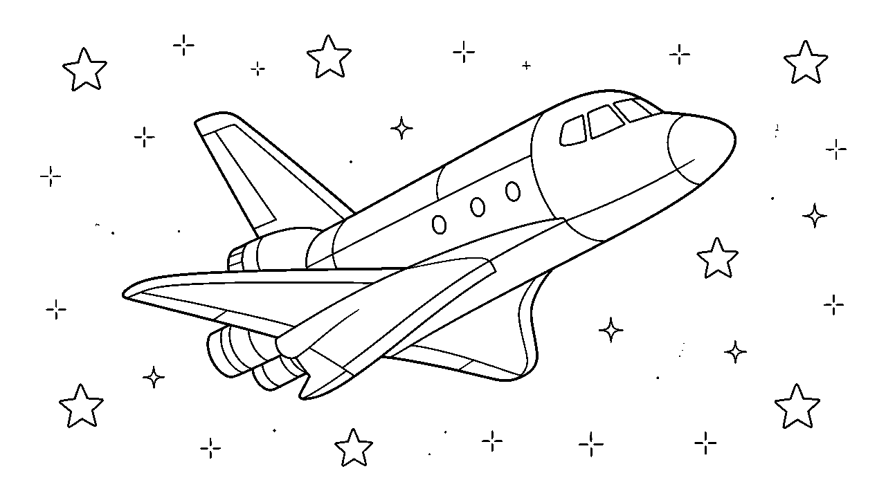 Space Shuttle Glide Coloring Page