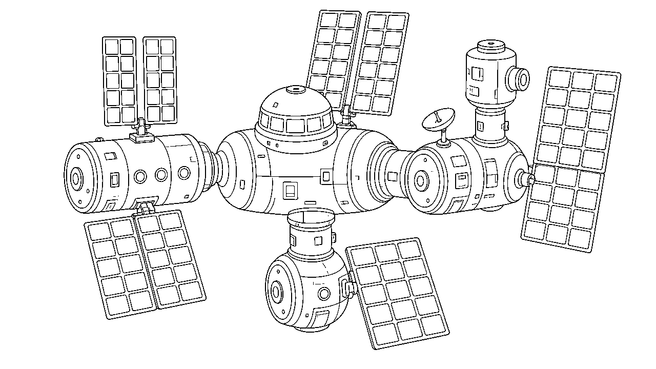 Space Station Modules Coloring Page