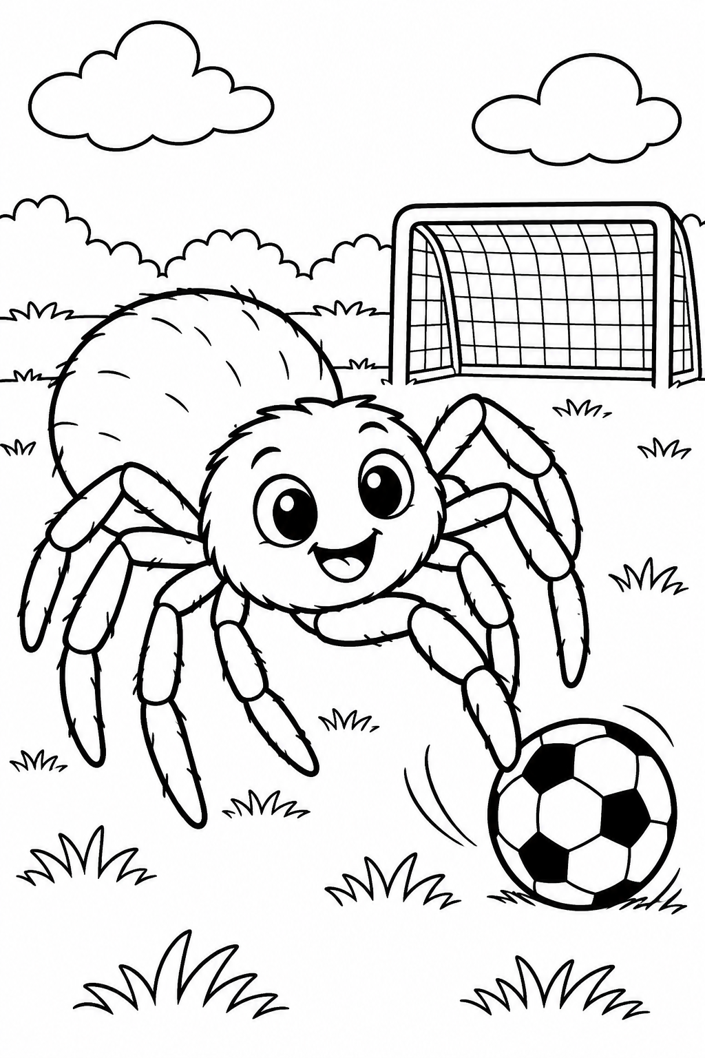Spider Playing Soccer Coloring Page