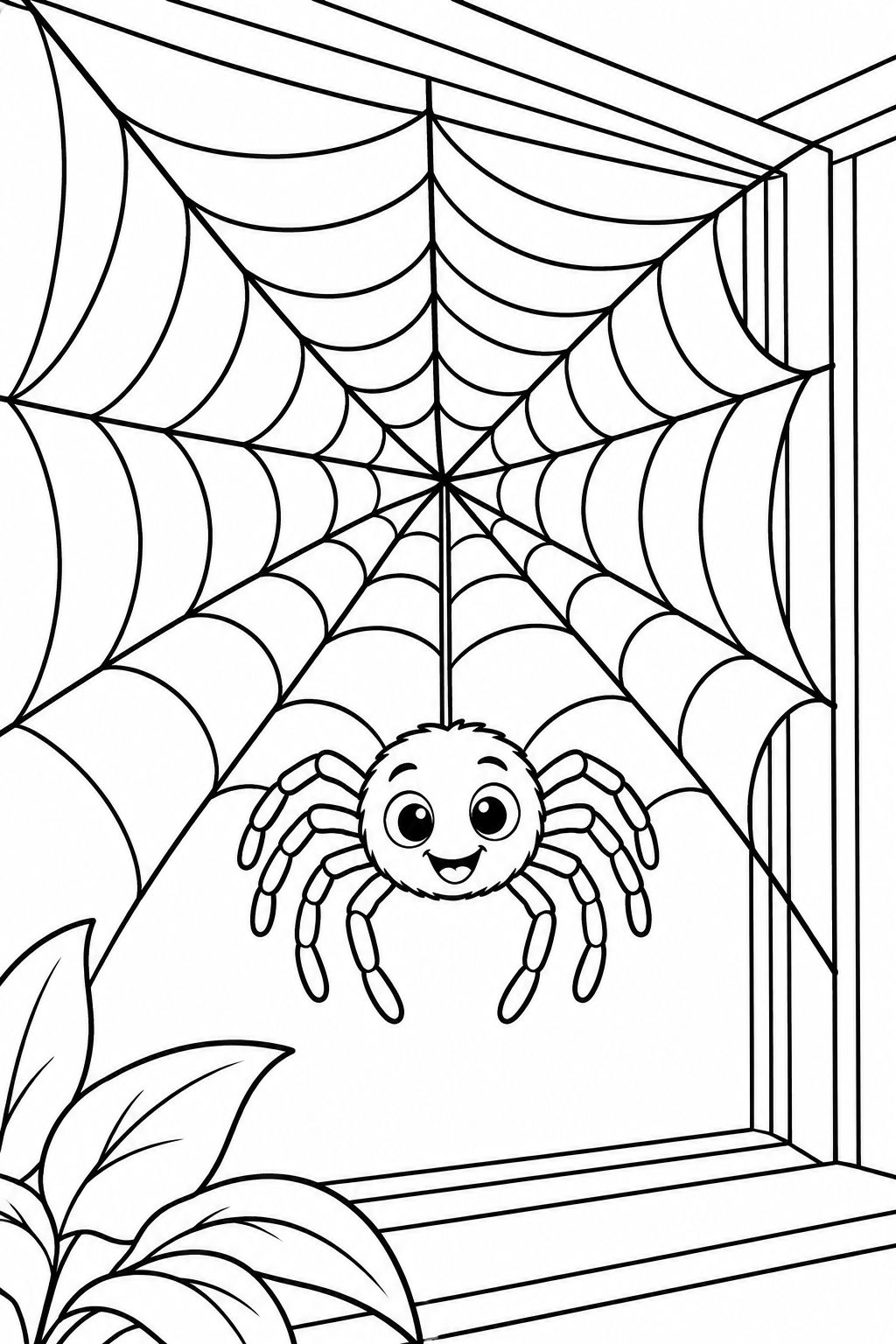 Spider Web Corner Coloring Page