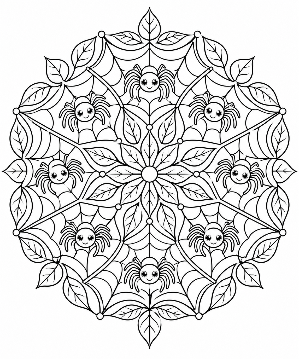 Spider Web Mandala Coloring Page