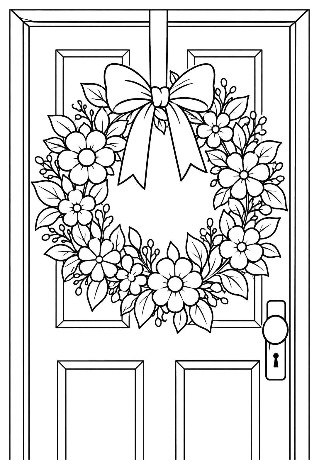 Spring Door Wreath Coloring Page