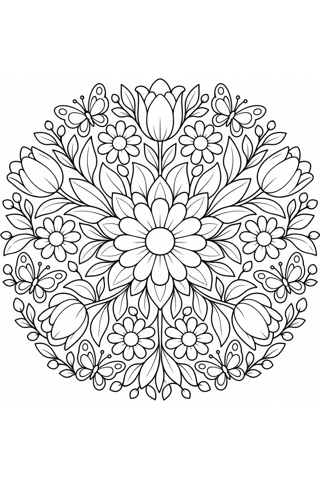 Spring Flower Mandala Coloring Page