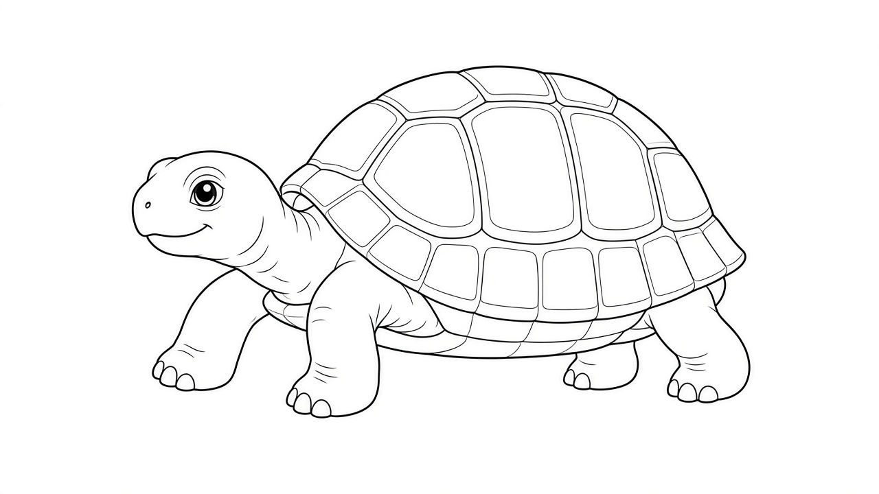 Turtle Walking Coloring Page