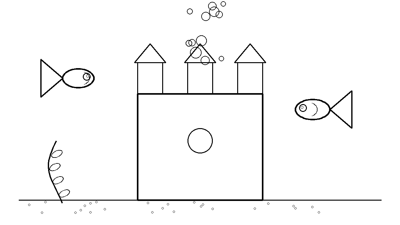 Underwater Castle Fish Coloring Page