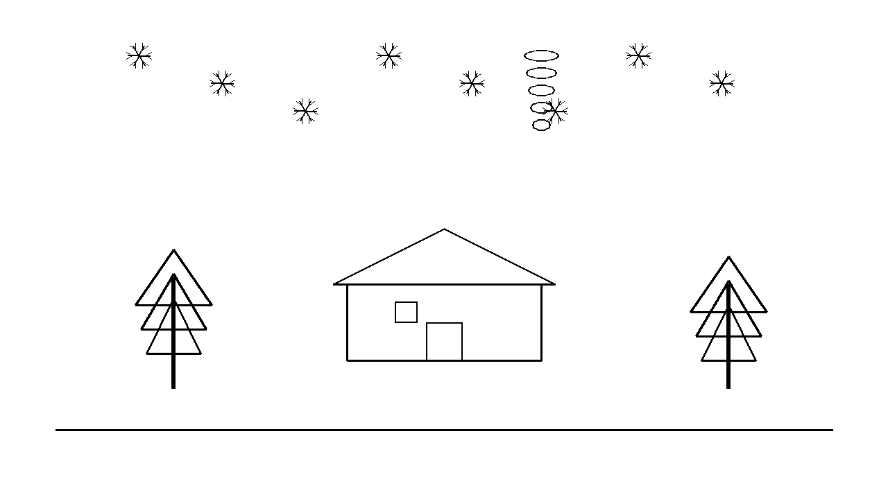 Winter Cabin Smoke Coloring Page