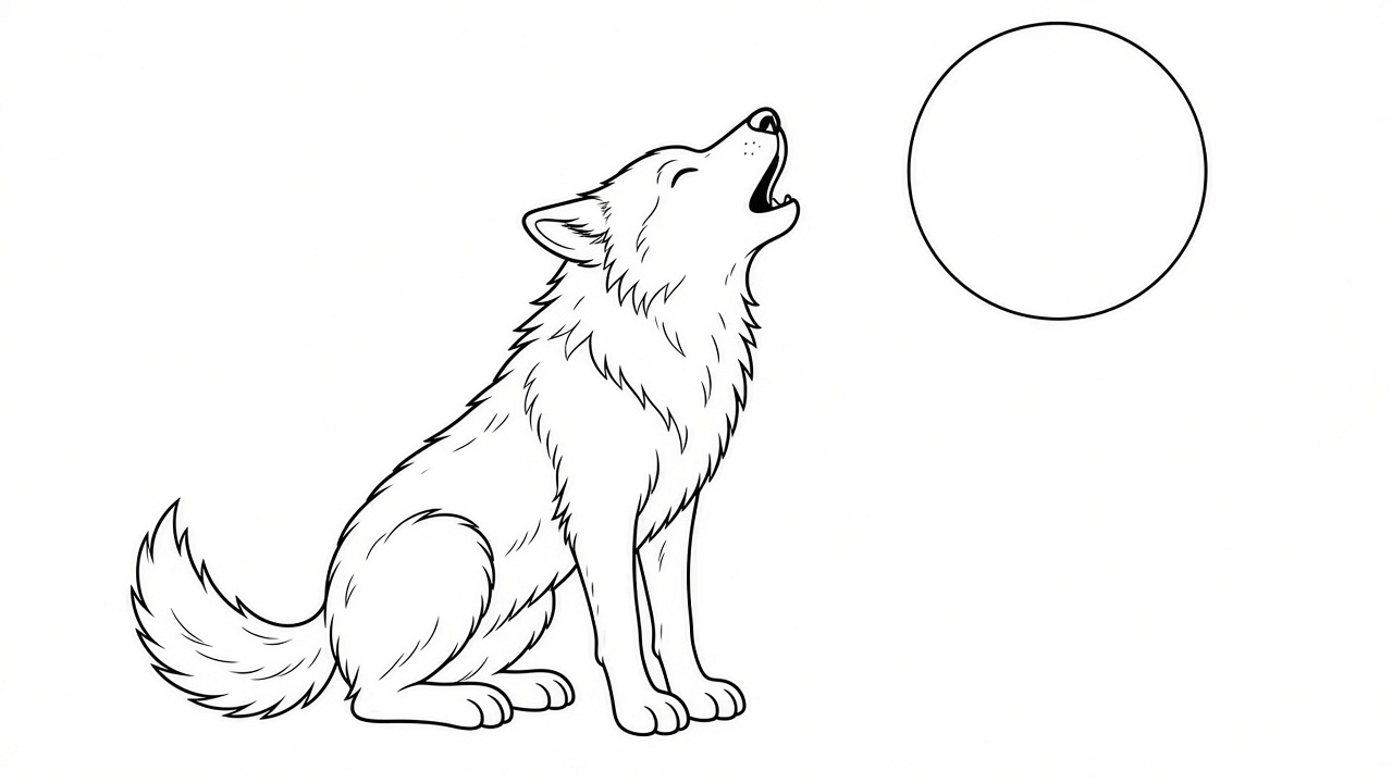 Wolf Howling Coloring Page