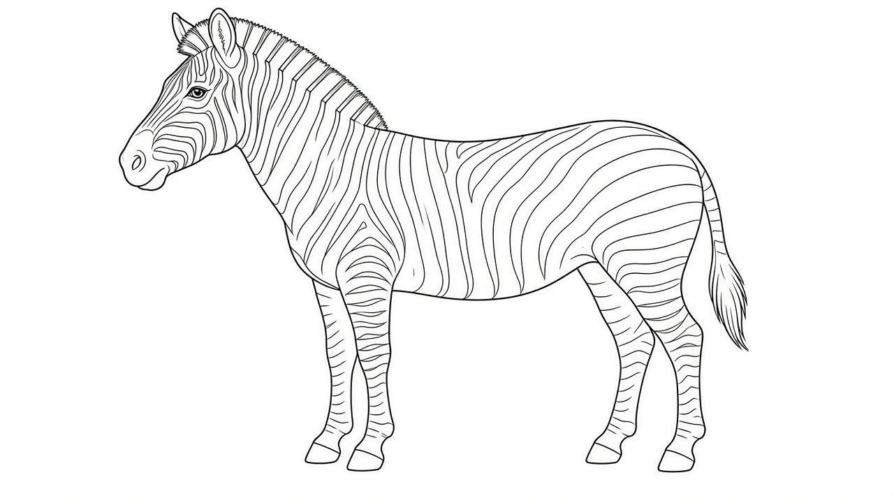Zebra Standing Coloring Page
