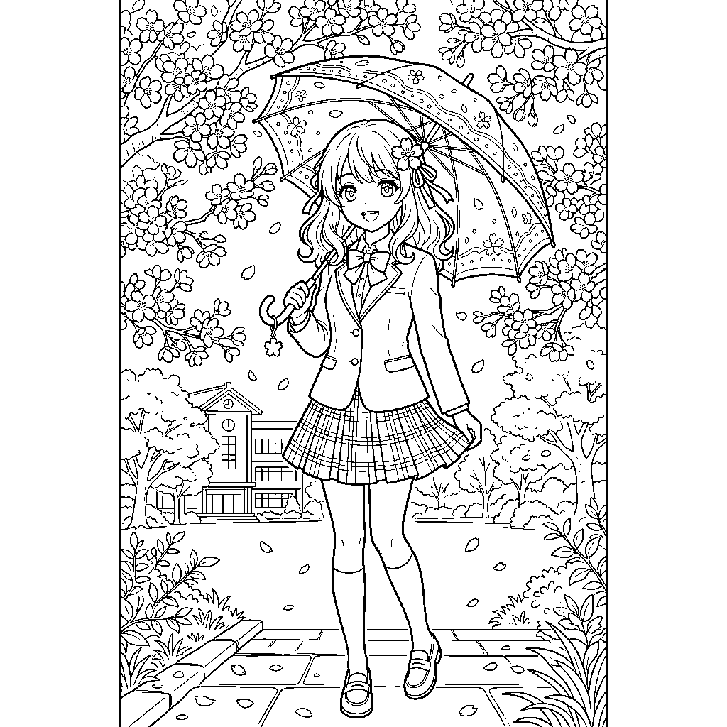 Schoolgirl in a Flower Garden