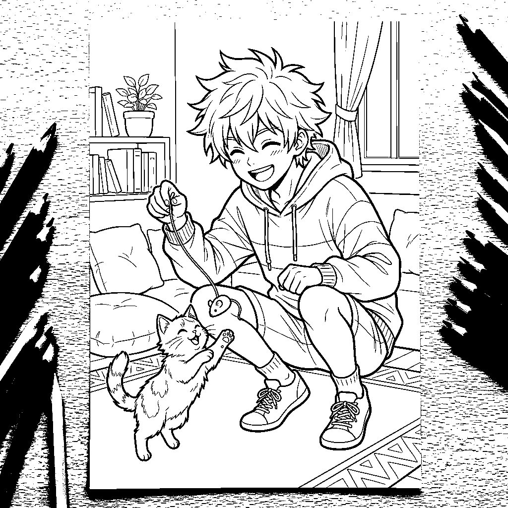 Boy with a Cat in the City