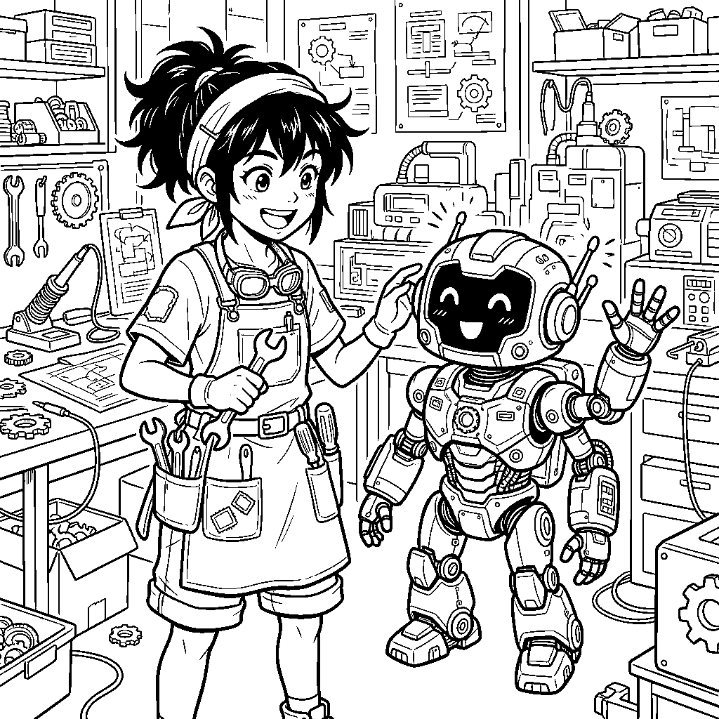 Boy and Robot in the City