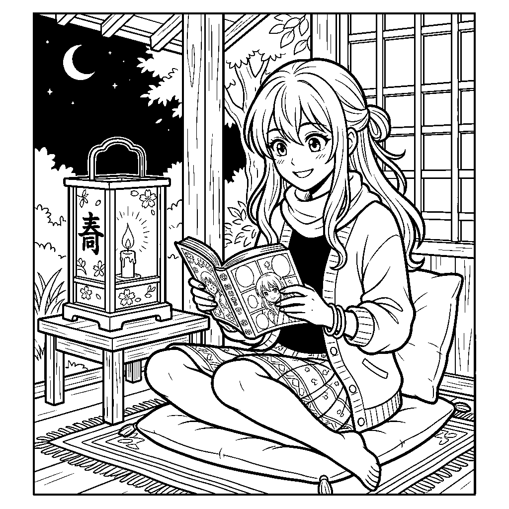 Girl Reading by Moonlight