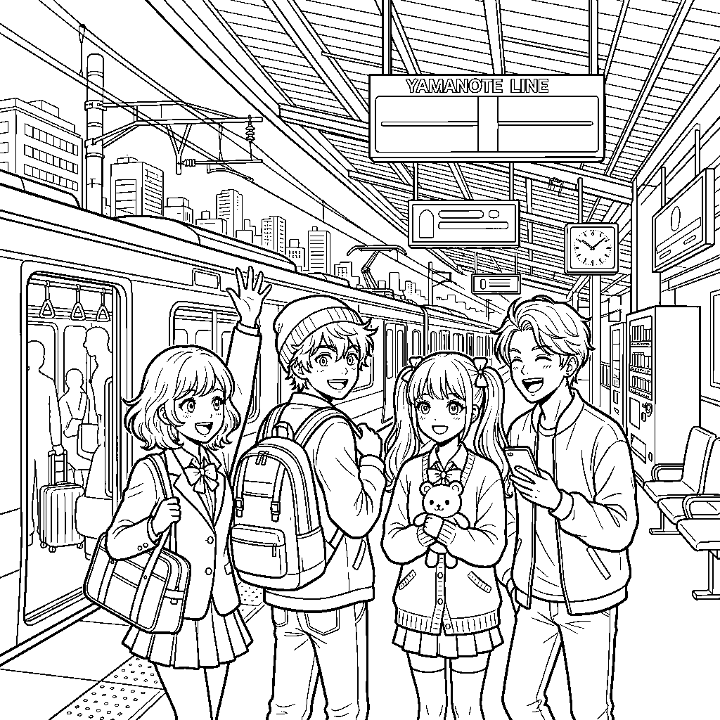 Students on a Shopping Street