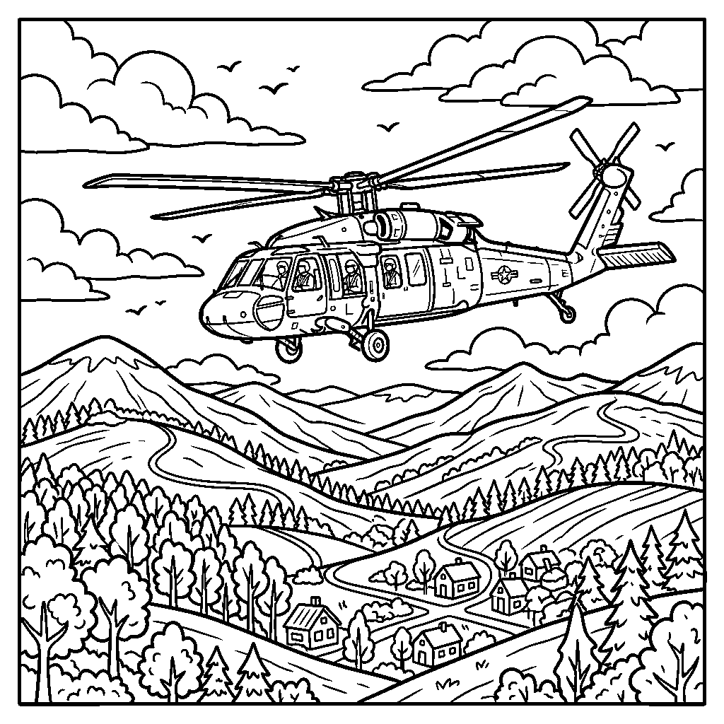 Helicopter Over the Mountains