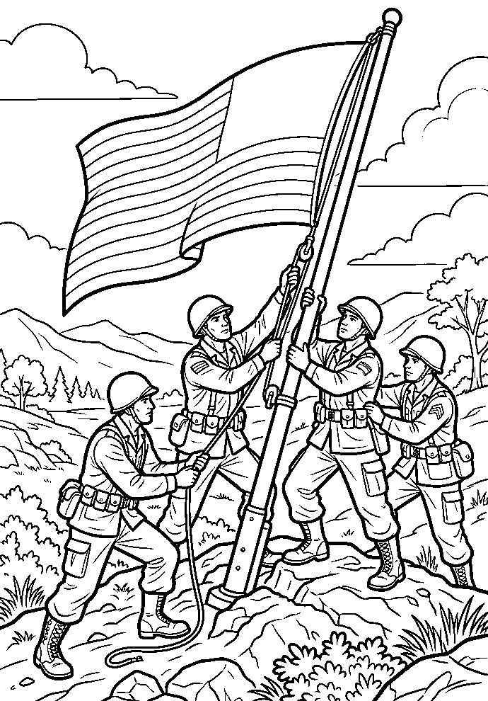 Soldiers Raising a Flag