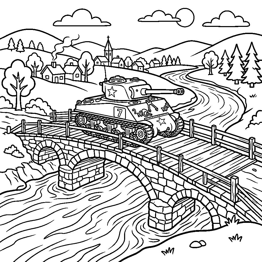 Tank Crossing a Bridge