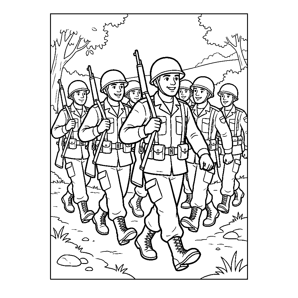 Soldiers Marching Together