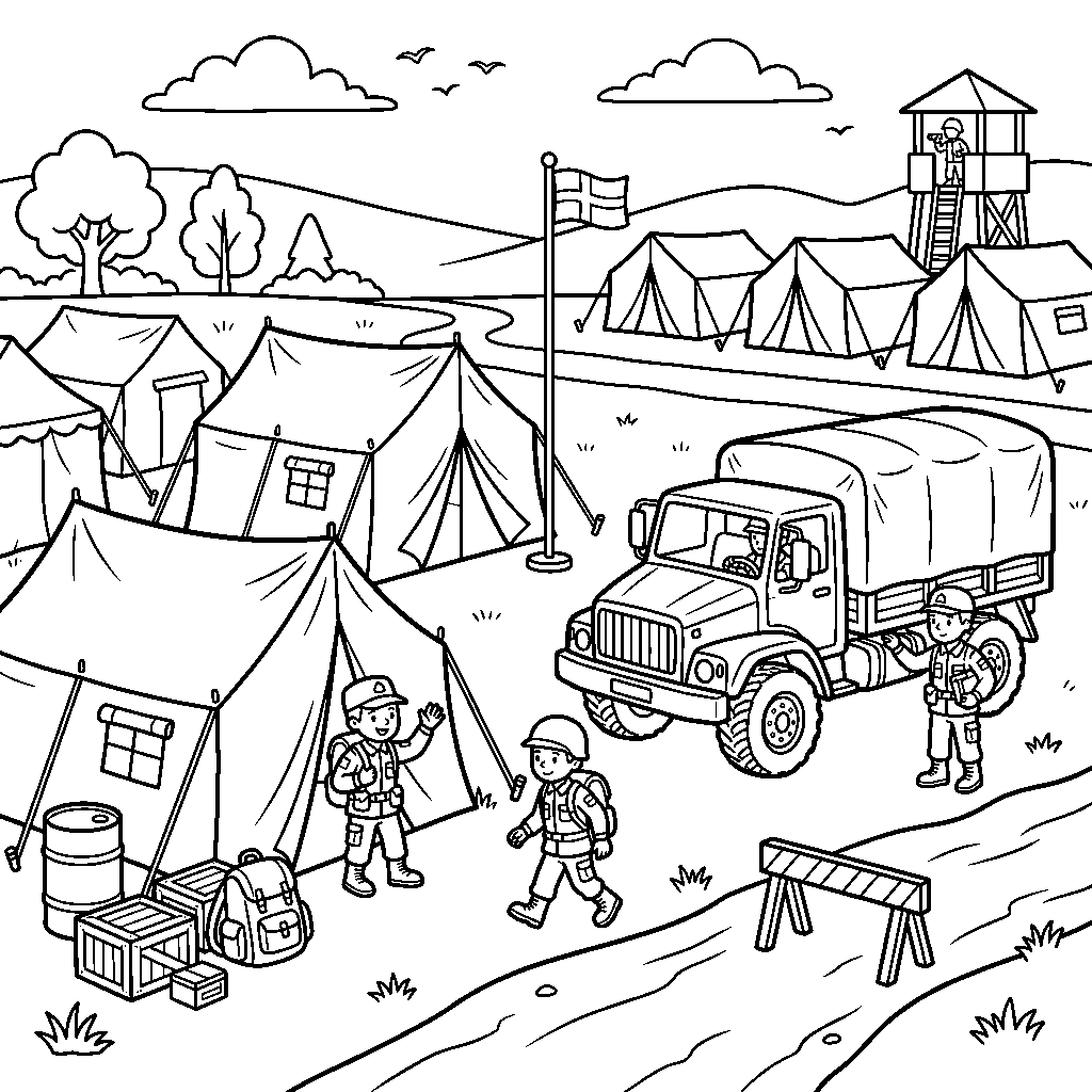 Army Camp with Tents