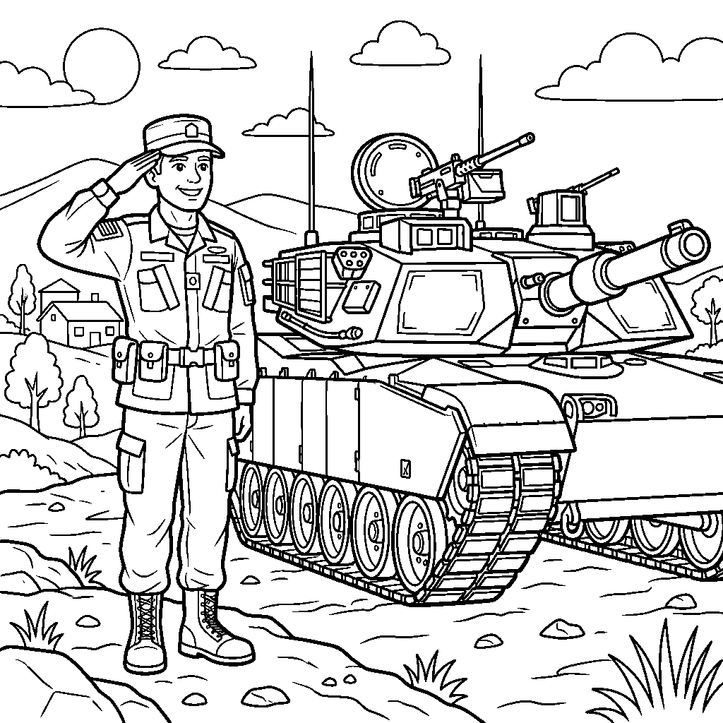 Soldier Beside a Tank