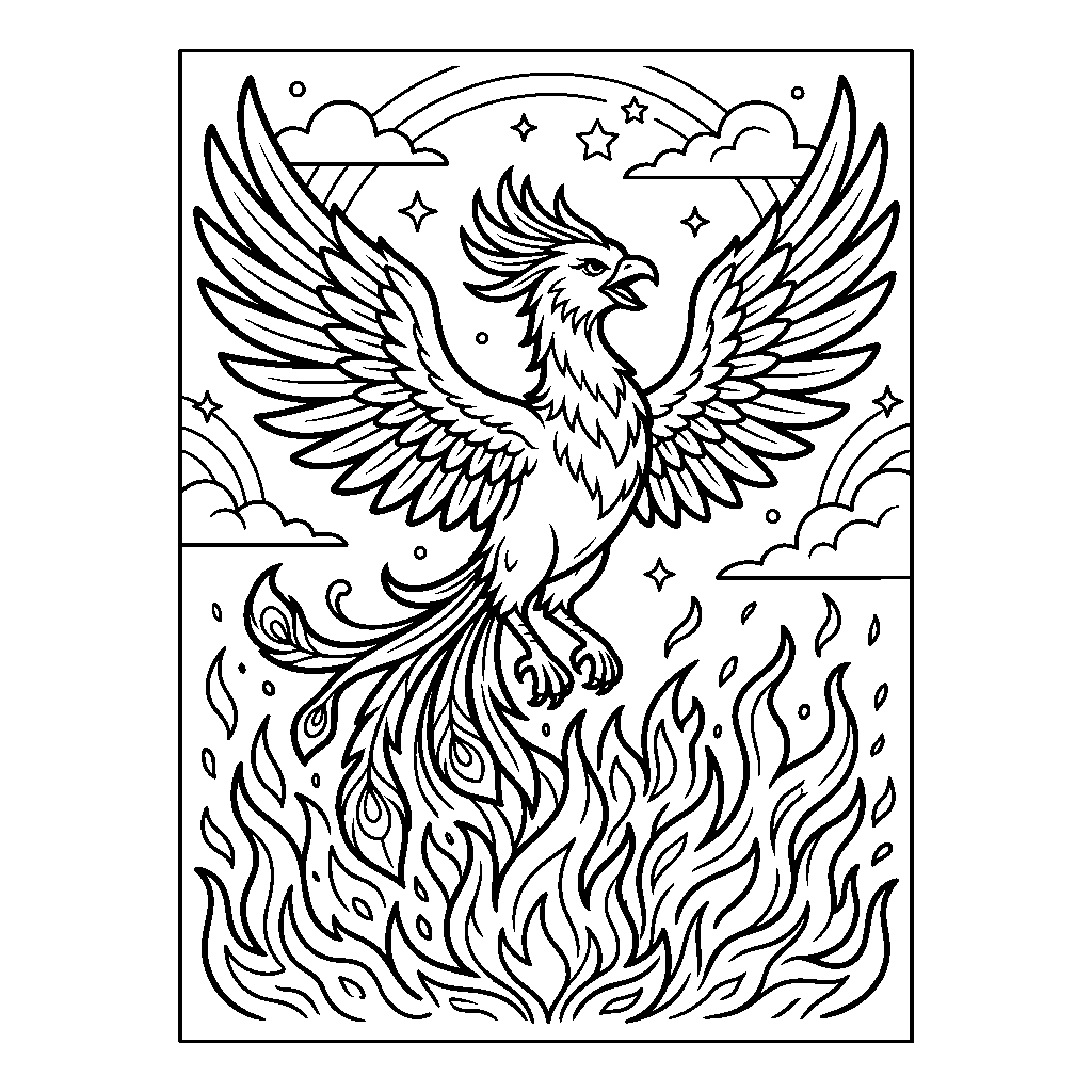 Phoenix Rising from Flames